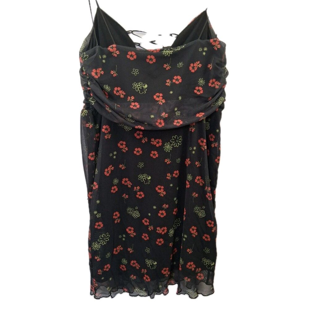 Urban Outfitters Bright Side Lace Up Mini Dress Black Floral Print M Dark Fairy - Picture 10 of 16